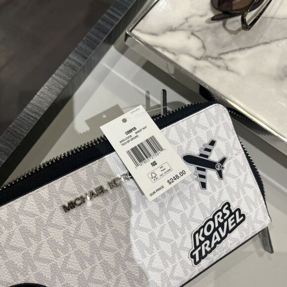 Michael Kors Cooper Embellished Logo Zip-Around Wallet 36R5LCOZ3B BRIGHT WHT - Picture 9 of 10